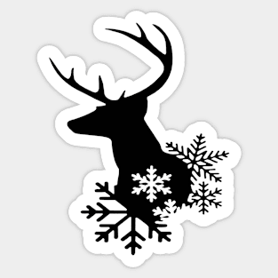 Black Silhouette With Snowflakes Christmas Deer Sticker